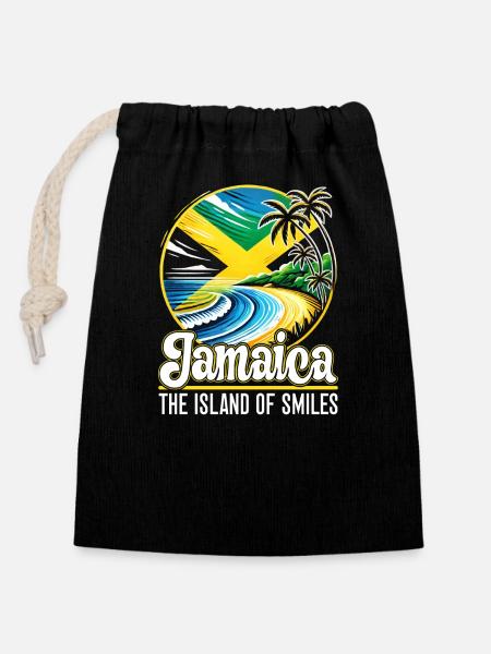 Nationalité du pays battant pavillon de la Jamaïque, I - Sac cadeau en coton avec cordon (14 x 20 cm) - noir