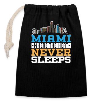 United States USA State of America Miami - Closable cotton gift bag (14x20cm) - black - Front