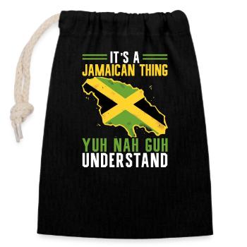 Nationality of the Jamaican flag country, I - Closable cotton gift bag (14x20cm) - black - Front