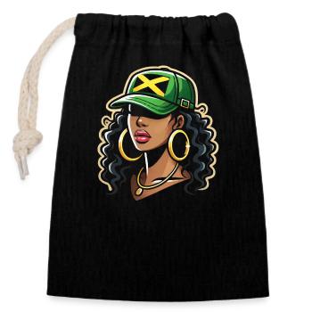 Nationality of the Jamaican flag country, I - Closable cotton gift bag (14x20cm) - black - Front