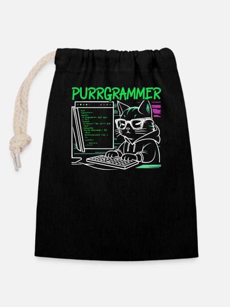 Lustiger Programmierer Programmierer - Verschließbarer Geschenkbeutel aus Baumwolle (14x20cm) - Schwarz