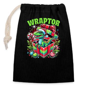 Dinosaur Christmas Santa Claus Christmas - Closable cotton gift bag (14x20cm) - black - Front