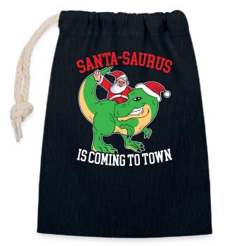 Dinosaurier-weihnachtsbaum, Weihnachtsmann, - Verschließbarer Geschenkbeutel aus Baumwolle (14x20cm) - Navy - Vorne