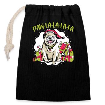 Dog Christmas Christmas Time Santa Claus - Closable cotton gift bag (14x20cm) - black - Front