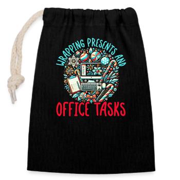 Funny Christmas Admin Assistant Santa Claus - Closable cotton gift bag (14x20cm) - black - Front