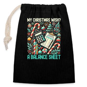 Père Noël comptable de Noël drôle - Sac cadeau en coton avec cordon (14 x 20 cm) - noir - Devant