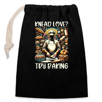 Funny Baking Lover Baker Bakery Owner - Closable cotton gift bag (14x20cm) - black - Front