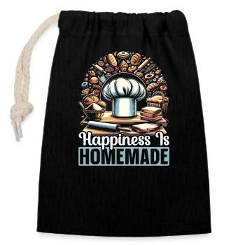 Funny baking lover, baker, bakery owner, - Closable cotton gift bag (14x20cm) - black - Front