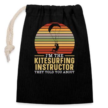 Kitesurfen Kiteboarding Wassersport Kitesurfer - Verschließbarer Geschenkbeutel aus Baumwolle (14x20cm) - Schwarz - Vorne