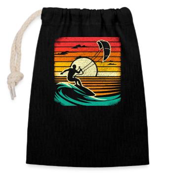 Kitesurf Kiteboarding Sports nautiques Kitesurfer - Sac cadeau en coton avec cordon (14 x 20 cm) - noir - Devant