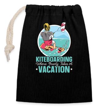 Kitesurf Kiteboarding Sports nautiques Kitesurfer - Sac cadeau en coton avec cordon (14 x 20 cm) - noir - Devant