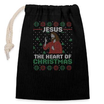 Religieux de Noël de Jésus-Christ - Sac cadeau en coton avec cordon (14 x 20 cm) - noir - Devant