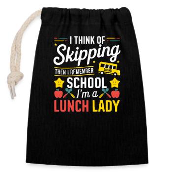 Lunch Lady, Schulkantinenarbeiterin, Dinner Lady - Verschließbarer Geschenkbeutel aus Baumwolle (14x20cm) - Schwarz - Vorne