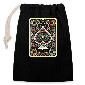 Jeu de cartes de poker amusant - Sac cadeau en coton avec cordon (14 x 20 cm) - noir - Devant