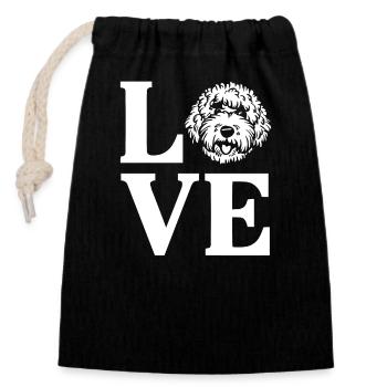 Niedlicher Love Sheepadoodle-hund - Verschließbarer Geschenkbeutel aus Baumwolle (14x20cm) - Schwarz - Vorne