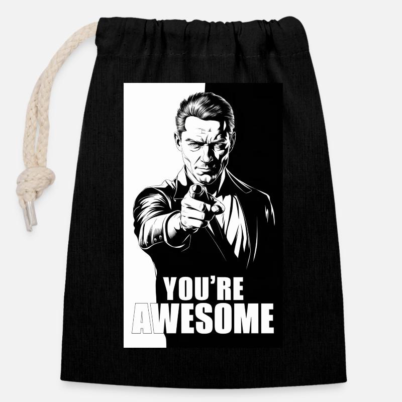 You‘re Awesome - Verschließbarer Geschenkbeutel aus Baumwolle (14x20cm) - Schwarz