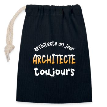 ARCHITECTE JOUR ARCHITECTURE HUMOUR CITATION DRÖLE - Sac cadeau en coton avec cordon (14 x 20 cm) - bleu marine - Devant