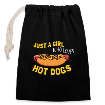 just a girl who loves hot dogs - Closable cotton gift bag (14x20cm) - black - Front