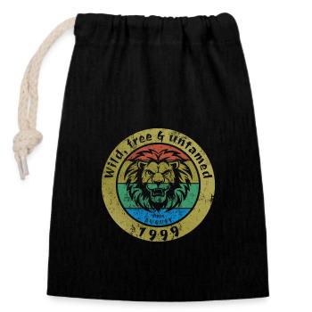 Sauvage, libre et indompté depuis 08/1999 - Sac cadeau en coton avec cordon (14 x 20 cm) - noir - Devant