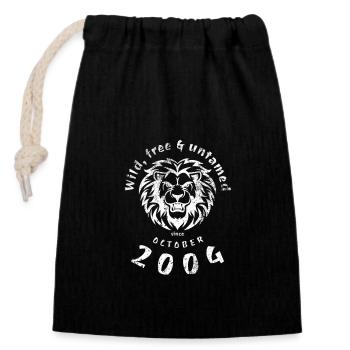 Sauvage, libre et indompté depuis 10/2004 - Sac cadeau en coton avec cordon (14 x 20 cm) - noir - Devant