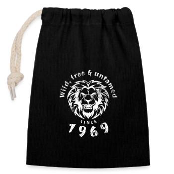 Sauvage, libre et indompté depuis 1969 - Sac cadeau en coton avec cordon (14 x 20 cm) - noir - Devant