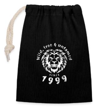 Sauvage, libre et indompté depuis 1999 - Sac cadeau en coton avec cordon (14 x 20 cm) - noir - Devant