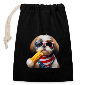 Shih Tzu 4th of July Corn on the Cob - Closable cotton gift bag (14x20cm) - black - Front