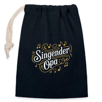 Singender Opa - unser Opa Großvater singt gerne - Verschließbarer Geschenkbeutel aus Baumwolle (14x20cm) - Navy - Vorne