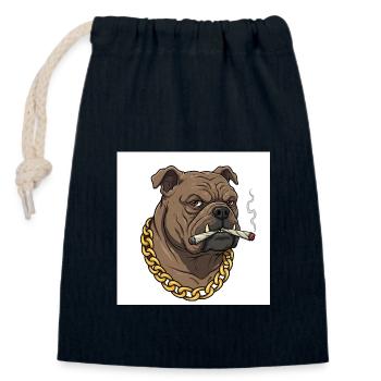 Lustiger Hund mit Goldkette und Zigarette - Verschließbarer Geschenkbeutel aus Baumwolle (14x20cm) - Navy - Vorne