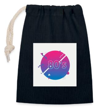 80s Vibes - Retro Revival - Closable cotton gift bag (14x20cm) - navy - Front