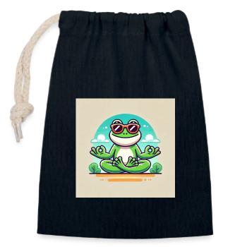 Der coole Yoga-Frosch – Entspannt mit Stil! - Verschließbarer Geschenkbeutel aus Baumwolle (14x20cm) - Navy - Vorne