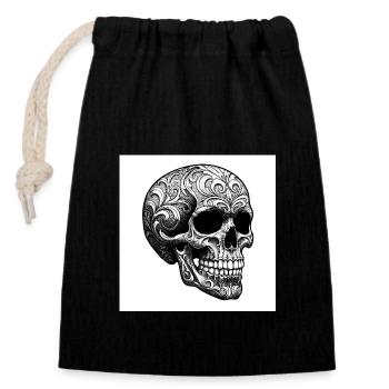 Totenkopf: Symbol des Todes und der Rebellion - Verschließbarer Geschenkbeutel aus Baumwolle (14x20cm) - Schwarz - Vorne