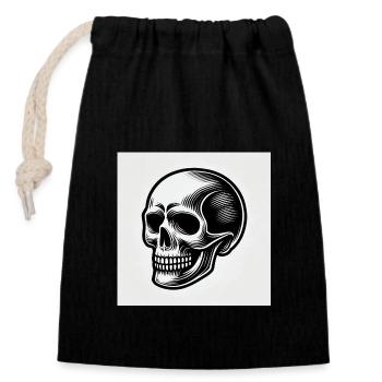 Totenkopf: Symbol des Todes und der Rebellion - Verschließbarer Geschenkbeutel aus Baumwolle (14x20cm) - Schwarz - Vorne
