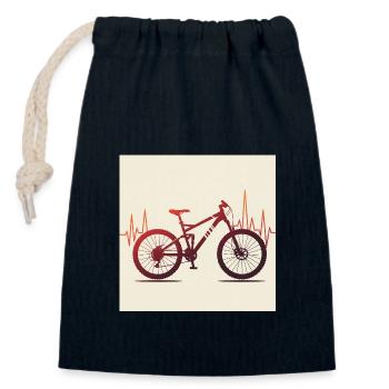 Heartbeat & Adrenaline – Mountain Bike Love - Closable cotton gift bag (14x20cm) - navy - Front