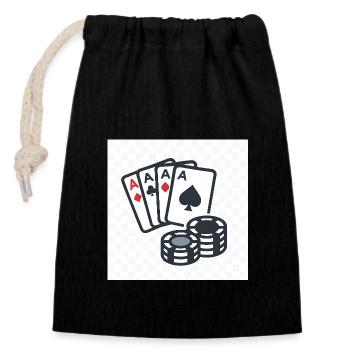 Poker : le jeu des rois et le maître du bluff - Sac cadeau en coton avec cordon (14 x 20 cm) - noir - Devant