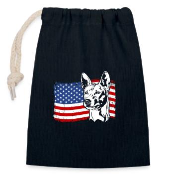 Basenji US Amérique Drapeau Chiens Wilsigns - Sac cadeau en coton avec cordon (14 x 20 cm) - bleu marine - Devant