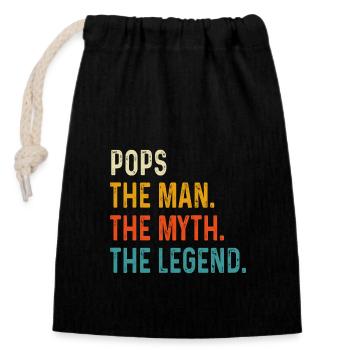 Pops The Man The Myth the Legend, Fathers Day - Closable cotton gift bag (14x20cm) - black - Front