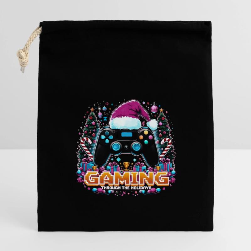 Weihnachts-Gaming Controller Verschließbarer Geschenkbeutel aus Baumwolle (14x20cm)