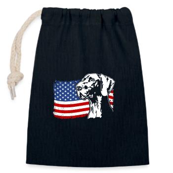 Allemand Shorthair US Amérique Drapeau Wilsigns - Sac cadeau en coton avec cordon (14 x 20 cm) - bleu marine - Devant