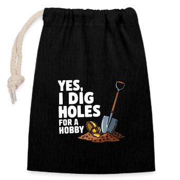 Détecteur de métaux Trous Creuser Hobby Chasseur de trésors - Sac cadeau en coton avec cordon (14 x 20 cm) - noir - Devant