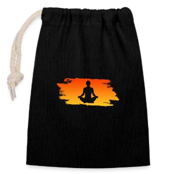 Yoga Yogi Namaste Om - Verschließbarer Geschenkbeutel aus Baumwolle (14x20cm) - Schwarz - Vorne