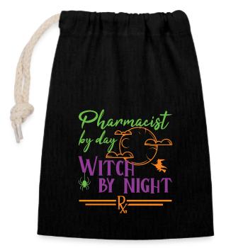 Apotheker Halloween | Witch by Night - Verschließbarer Geschenkbeutel aus Baumwolle (14x20cm) - Schwarz - Vorne