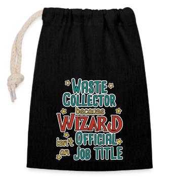 Waste collector Wizard - Closable cotton gift bag (14x20cm) - black - Front