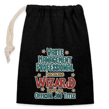 Waste Management Professional Wizard - Closable cotton gift bag (14x20cm) - black - Front