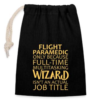 Flight Paramedic Wizard air rescue - Closable cotton gift bag (14x20cm) - black - Front