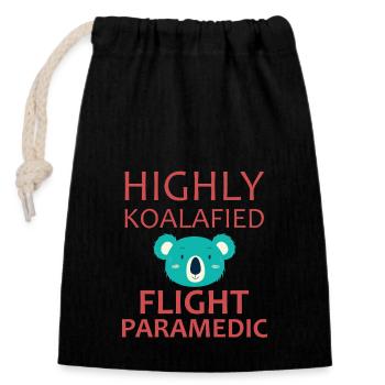 Flight Paramedic koalafied air rescue - Closable cotton gift bag (14x20cm) - black - Front