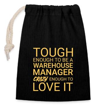 Warehouse Manager Crazy - Verschließbarer Geschenkbeutel aus Baumwolle (14x20cm) - Schwarz - Vorne