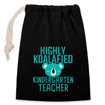Kindergarten teacher Koalafied - Closable cotton gift bag (14x20cm) - black - Front