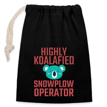 Snowplow Operator Koalafied - Closable cotton gift bag (14x20cm) - black - Front