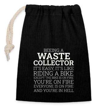 Waste Collector Riding A Bike - Closable cotton gift bag (14x20cm) - black - Front